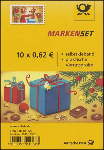 FB 50 Weihnachten - Freude schenken 2015, Folienblatt mit 10x3187, **