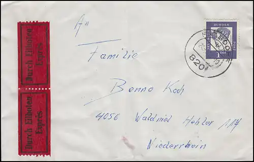 361y Droste-Hülshoff 1 FF EF sur papier d'urgence FRASDORF 24.1.64 selon WALDNIEL 15.1.68