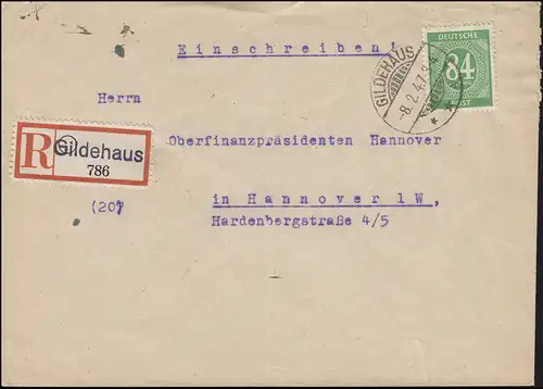 936 paragraphe 84 pf. EF R lettre de Not-R-Zette GILDEHAUS 8.247 après Hanovre 11.2.47