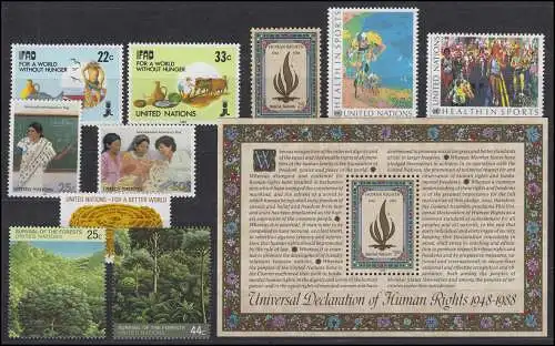 544-570 Nations Unies New York 1988 complet, frais de port **