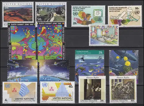 625-641 Nations Unies New York millésime 1992 complet, frais de port **