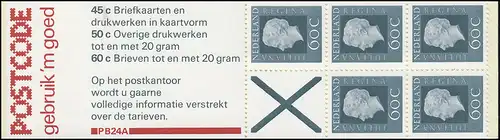 Markenheftchen 25 Königin Juliane 1980 mit 3 Tarifen und PB 24A, **