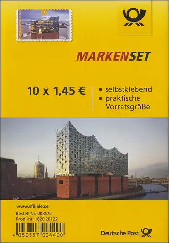 FB 63 Eröffnung der Elbphilharmonie, Folienblatt mit 10x3286, **