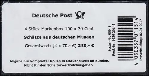 3280-3281 Gemälde aus deutschen Museen 2017 - BANDEROLE für 4 Markenboxen