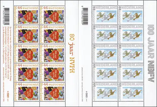 2564-2565A Ma marque 2008 - NBFV et NVPH, jeu de petites feuilles **