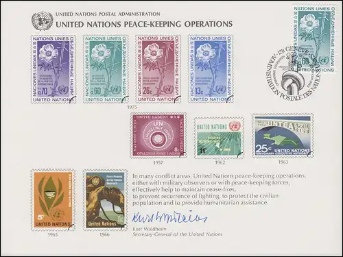 UNO Erinnerungskarte EK 8 Friedenserhaltung 1975, Genf-FDC 21..1.1975