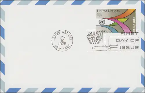 UNO New York Carte postale LP 11 Flèches colorées 18 cent, 1975, FDC 10.1.1975.