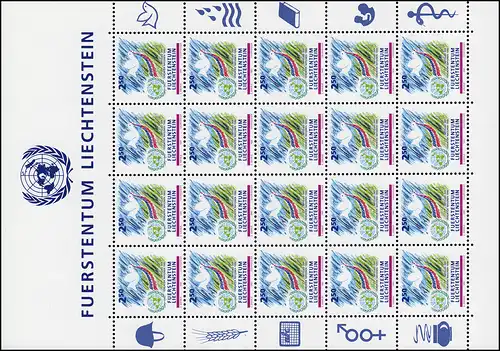 1015 Beitritt Liechtensteins zu den Vereinten Nationen 1991, Kleinbogen ** 