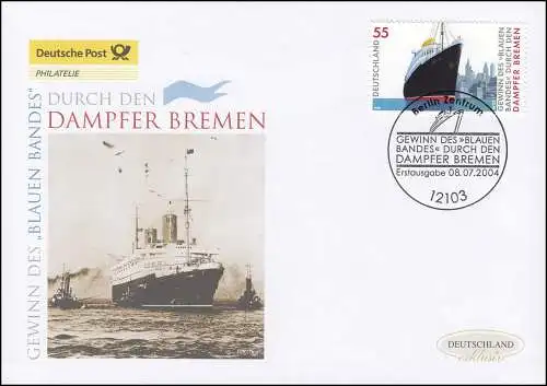 2412 Dampfer Bremen - Gewinner "Blaues Band", Schmuck-FDC Deutschland exklusiv