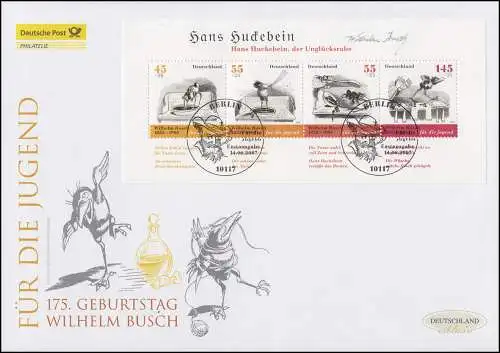 Block 71 Jugend - Wilhelm Busch, Schmuck-FDC Deutschland exklusiv