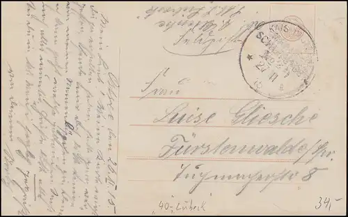 DEUTSCHE MARINE-SCHIFFSPOST No 40 - 27.11.1915 SMS Lübeck auf Feldpost-AK Kinder