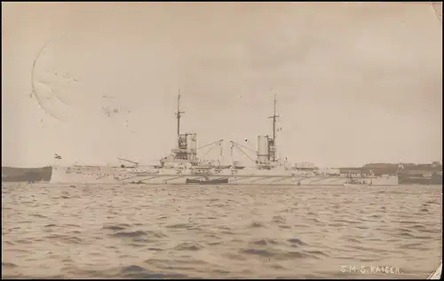 Poste de bateau de SMS Schwaben, WILHELMSHAVEN EF 8.9.1912 sur AK SMs Kaiser