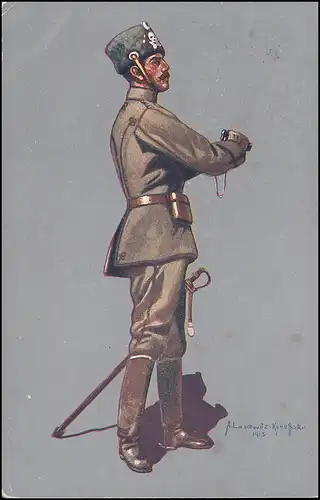 Rotes Kreuz AK Husaren-Stabsoffizier als Marinefeldpost von PADERBORN 18.4.1916