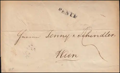 Ungarn Vorphilatelie Brief Zweizeiler PESTH vom 3.12.1845 nach WIEN 5.12.