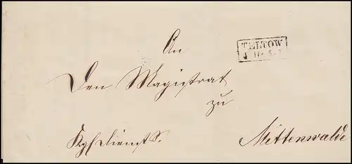 Preußen Dienstbrief kleiner Rahmenstempel TELTOW 1862 nach Mittenwalde