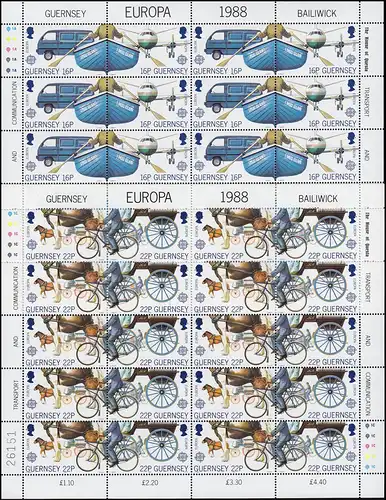 Guernsey 417-420 Europa Transport- und Kommunikationsmittel, Kleinbogen-Satz **