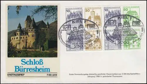 HBl. 27I aus MH 22I BuS Bdr. 1980, NEUE Fluoreszenz auf Schmuck-FDC 16.07.1980