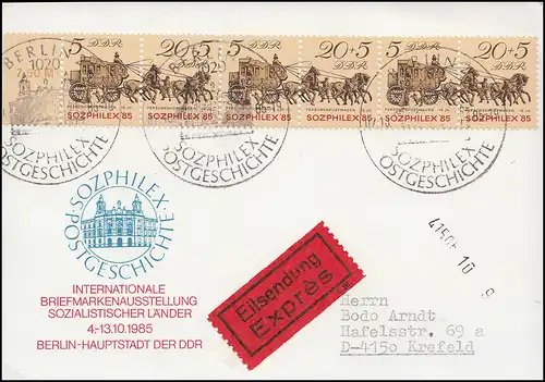 SOZPHILEX en bande de compression Rand-6 sur carte rapide SSt BERLIN 7.10.85