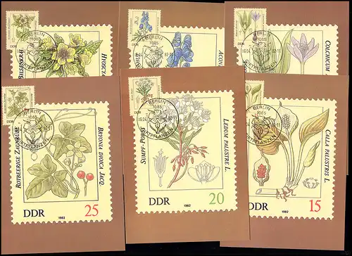 2691-2696 Plantes toxiques, phrase sur 6 Wermsdorf-MK ESSt BERLIN 6.4.1982