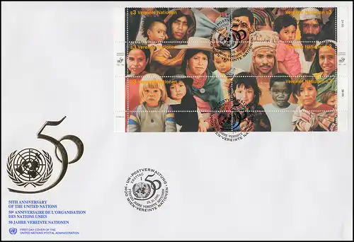 Nations unies Vienne 50 ans Nations Unies 190-201 comme petit arc sur 2 bijoux-FDC 24.10.1995