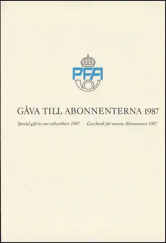 Schweden PFA-Jahresgabe 1987: Zirkuskunst, ungezähnt, nicht frankaturgültig 