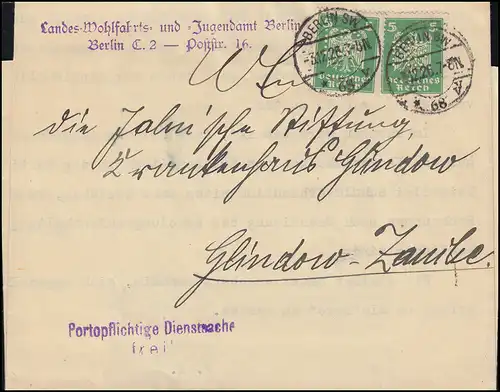 Trou de l'entreprise MB sur Reichsidler 5 Pf en couple comme MeF sur lettre BERLIN 3.12.26