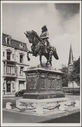 Perfin S sur 469 chiffre carte de vue Monument, S'GRAVENHAGE 2.8.48