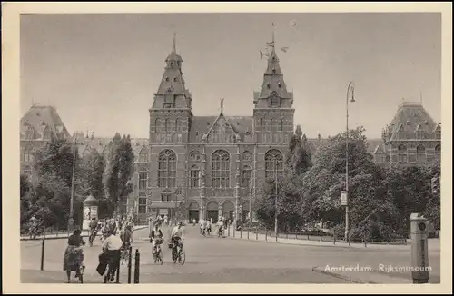 Firmenlochung/Perfin K auf 471 Ziffer auf AK Rijksmuseum, AMSTERDAM 28.12.58