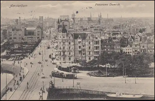 Perforation/Perfin K à 50 points 1 centimètre Carte de vue Panorama d'Amsterdam