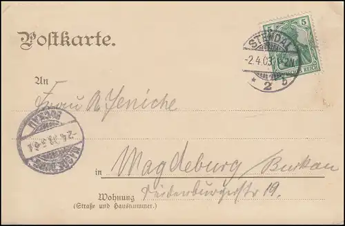 AK Berlin Délégation House, STENDAL 2.4.1903 après MAGDEBURG-BUCKAU 2.4.03