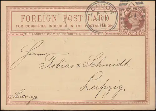 Großbritannien Postkarte P 4 Königin Viktoria DUP LONDON 27 AA - 8.5.1878