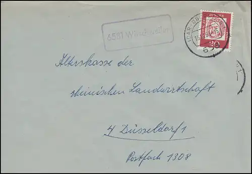 Templier de la poste de campagne Lettre de Wirschweiler IDAR-OBERSTEIN 15.10.1963