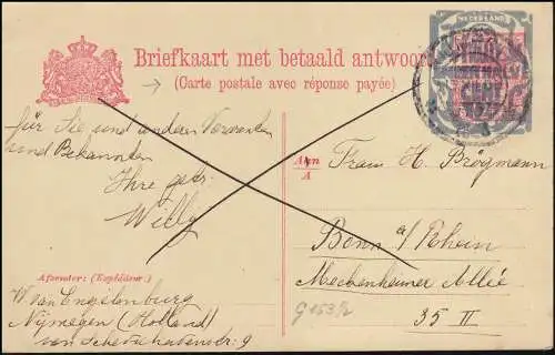 Niederlande P 154F Aufbrauchsausgabe zum Auslandsporto NIJMEGEN 15.12.23