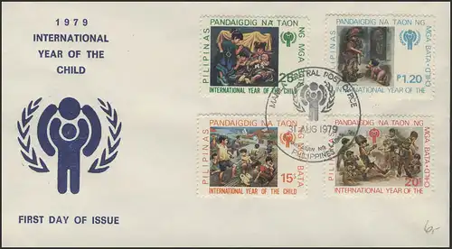 Philippines - enfants jouants, 4 valeurs sur le FDC de bijoux 31.8.79