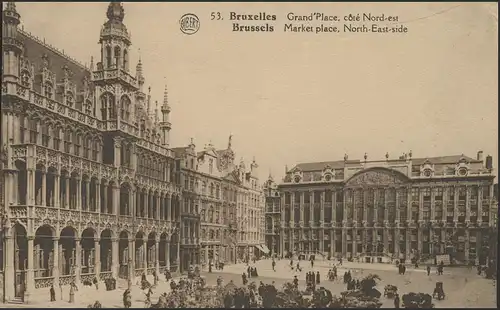 Ansichtskarte Brüssel/Belgien: Marktplatz Nordost-Seite, Brüssel 28.4.28