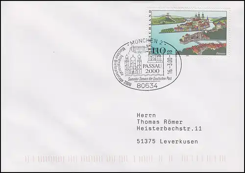 2103 Dreiflüssestadt Passau, EF FDC ESSt München Messe PASSAU 2000 - 16.3.2000