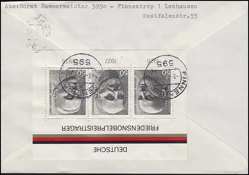 Bloc 11 Prix Nobel de la paix avec accident 40 Pf MiF R-Lettre FINNENTROP 3.4.76