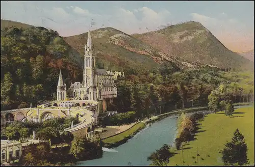 Frankreich Ansichtskarte Lourdes: Basilika / La Basilique, 19.6.1950