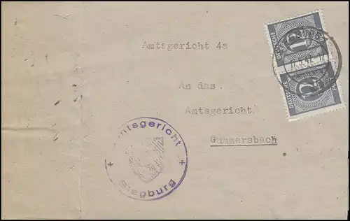 920 Ziffer MeF Paar Amtsgericht SIEGBURG 17.5.47 zum Amtsgericht Gummersbach