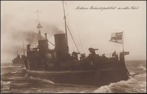 AK Torpillot moderne en pleine vitesse, KIEL 1.10.1914 à Berlin