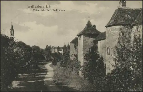 Ansichtskarte Weißenburg/Bayern: Teilansicht Stadtmauer, Weissenburg 24.10.25