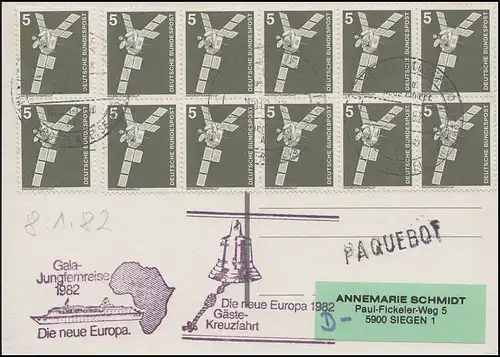 Schiffspost Gala Jungfernreise MS Europa Gästekreuzfahrt 8.1.82 MeF AK Blumen