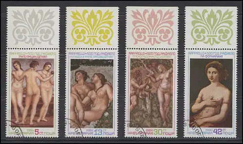 Bulgarie: 500e anniversaire de Raffael Peintre & peinture 1984, 4 valeurs Oberrand Set O