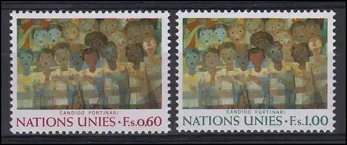 Nations unies Genève: Art Peintures Paintings Portinari Paix brésilienne 1974, 2 Valeurs