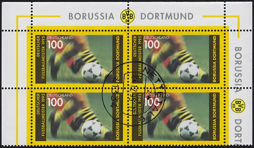 1833 Fußballmeister Borussia Dortmund: Viererblock oben, zentrischer Vollstempel