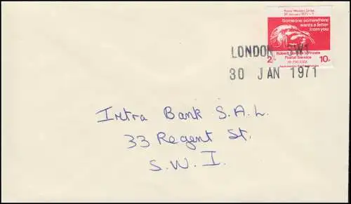 Großbritannien Streikpost Postal Workers Strike, Brief LONDON SW1 - 30.1.1971