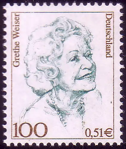 2149 Frauen 100 Pf / 0,51 Euro Grethe Weiser ** postfrisch