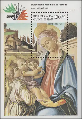 Guinée-Bissau: Peinture / Paintings Madonna avec enfant / Italia 1985, Block **