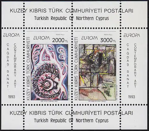 Zypern (türkisch): EUROPA / CEPT Gemälde Paintings Modern Art 1993, Block **