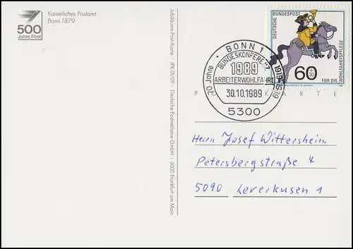 1437 Pokrieger EF AK Impériale Postamt Bonn SSt B Bonn 70 ans AWO 30.10.1989